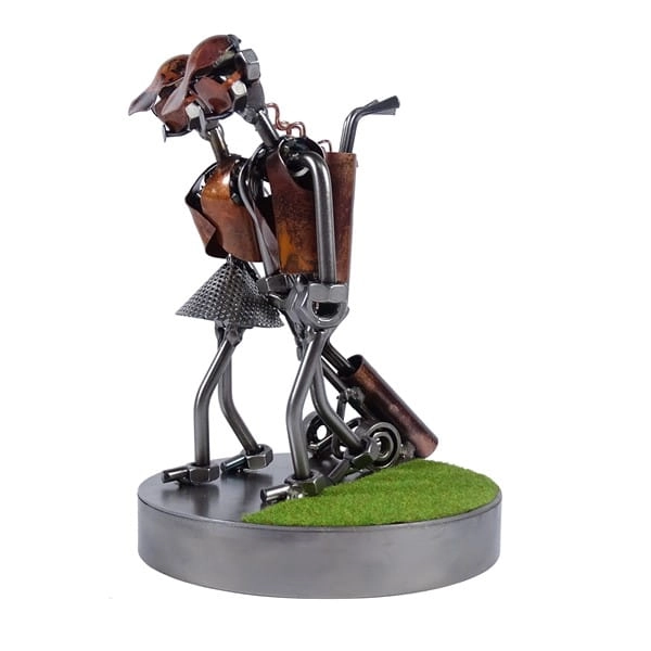 Metalowa figurka Golfista z wózkiem