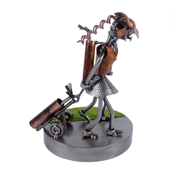 Metalowa figurka Golfista z wózkiem