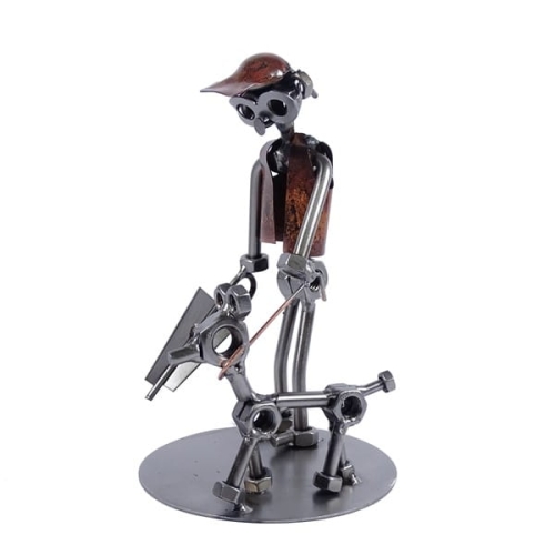 Metalowa figurka Człowiek z psem