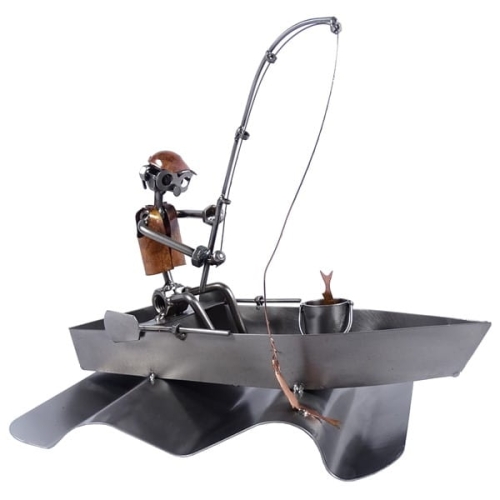 Metalowa figurka Wędkarz na łódce