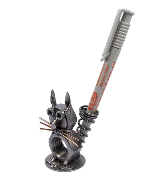 Metalowa figurka kot na długopis