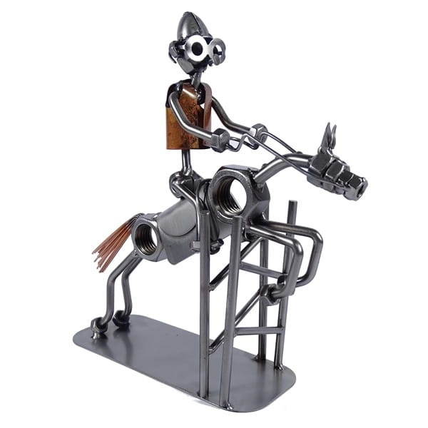 Metalowa figurka Jeździec z przeszkodą