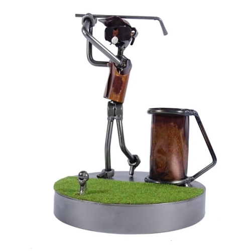 Metalowa figurka Golf z torbą