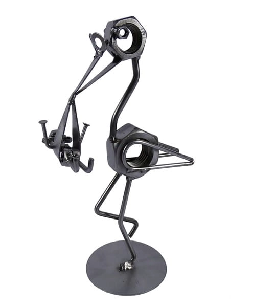 Metalowa figurka Bocian