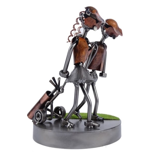 Metalowa figurka Golfista z wózkiem