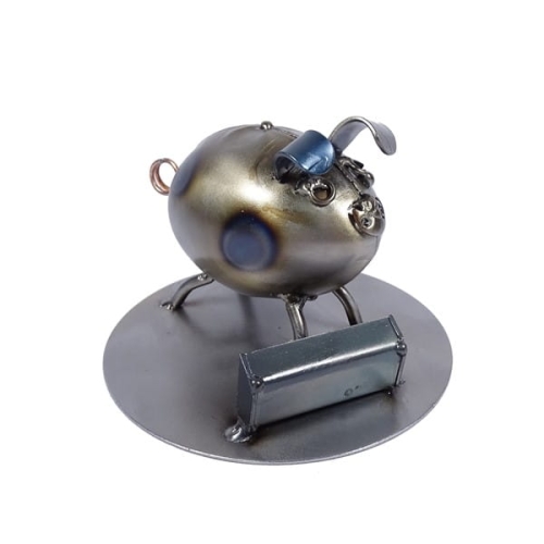 Metalowa figurka Świnka przy korycie
