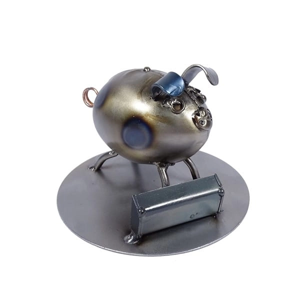 Metalowa figurka Świnka przy korycie