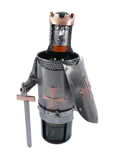Metalowa figurka Stojak na wino- Rycerz