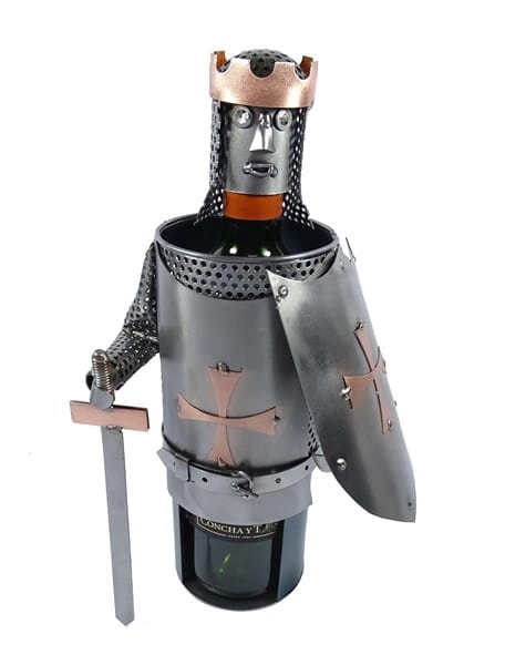 Metalowa figurka Stojak na wino- Rycerz