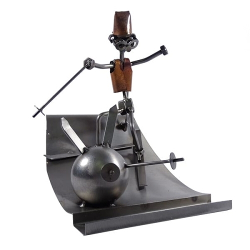 Metalowa figurka Narciarz kula śniegowa