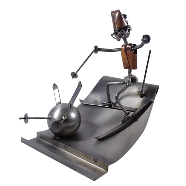 Metalowa figurka Narciarz kula śniegowa