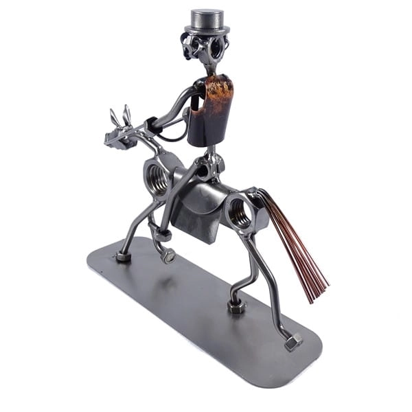 Metalowa figurka Jeździec tresujący konia