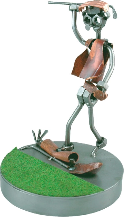 Metalowa figurka Golf z torbą