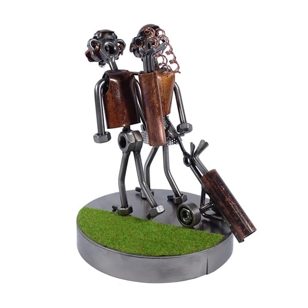 Metalowa figurka Golfista z wózkiem