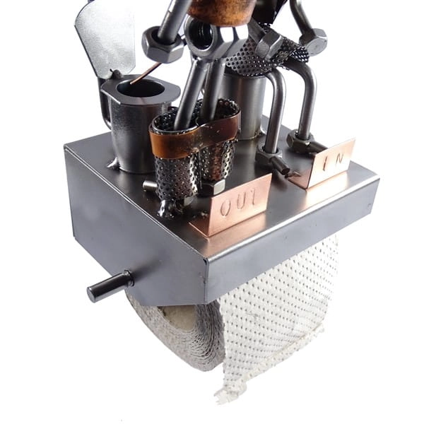 Metalowa figurka Para na WC- uchwyt na papier toaletowy