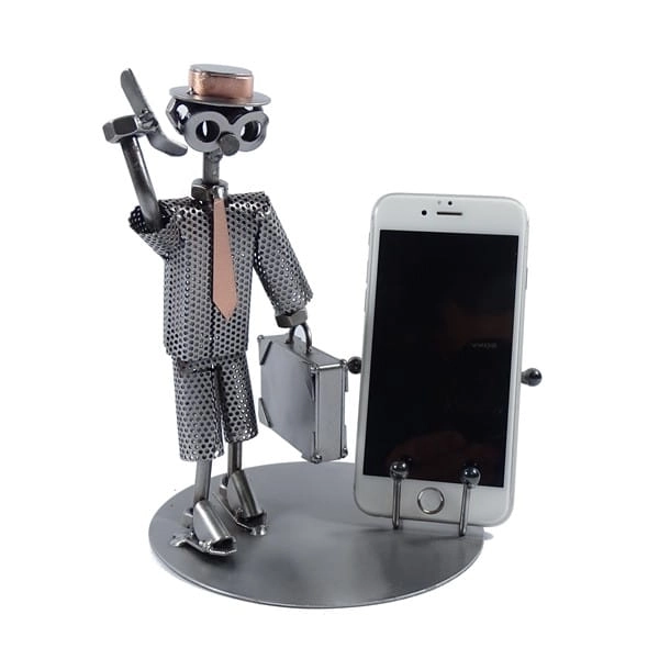 Metalowa figurka-Stojak na telefon Biznesmen