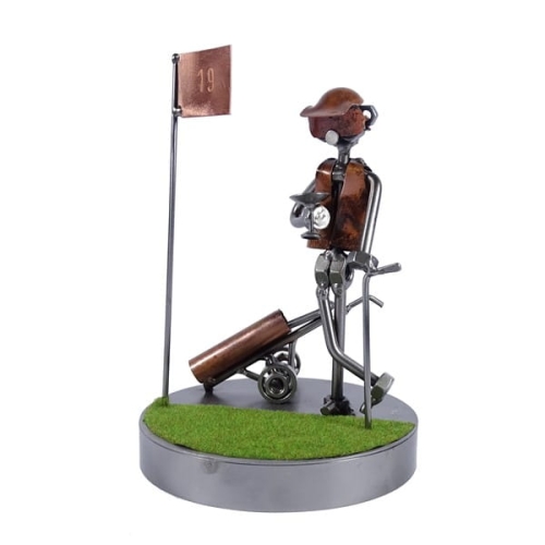 Metalowa figurka Golfista na luzie z martini