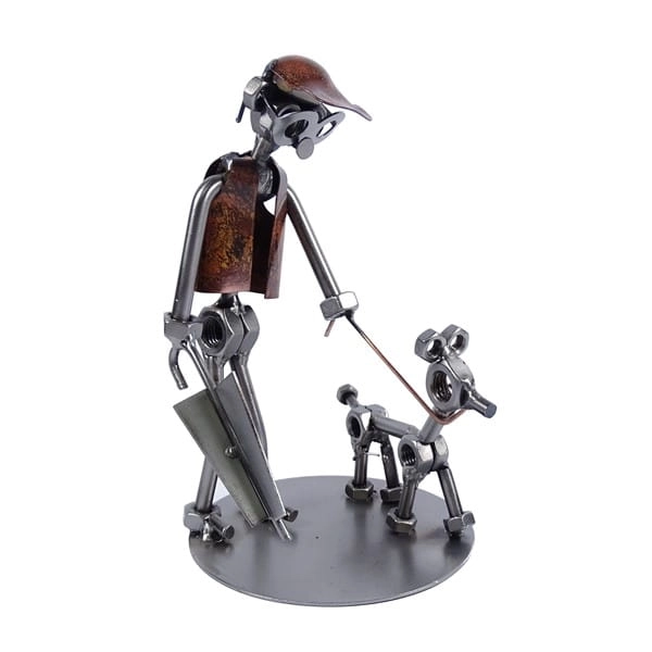 Metalowa figurka Człowiek z psem