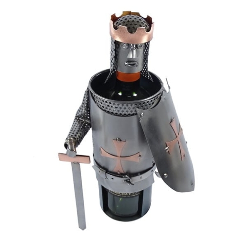 Metalowa figurka Stojak na wino- Rycerz