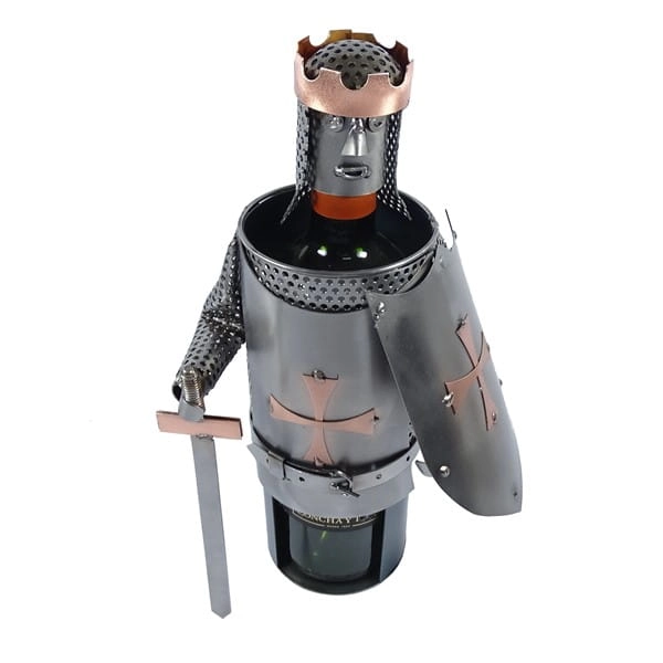 Metalowa figurka Stojak na wino- Rycerz