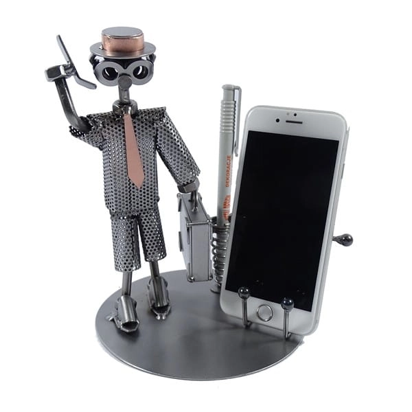 Metalowa figurka-Stojak na telefon Biznesmen