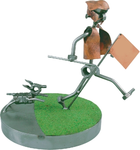 Metalowa figurka Golf z psem w pościgu