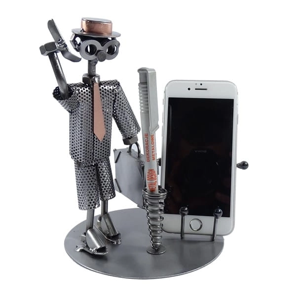 Metalowa figurka-Stojak na telefon Biznesmen